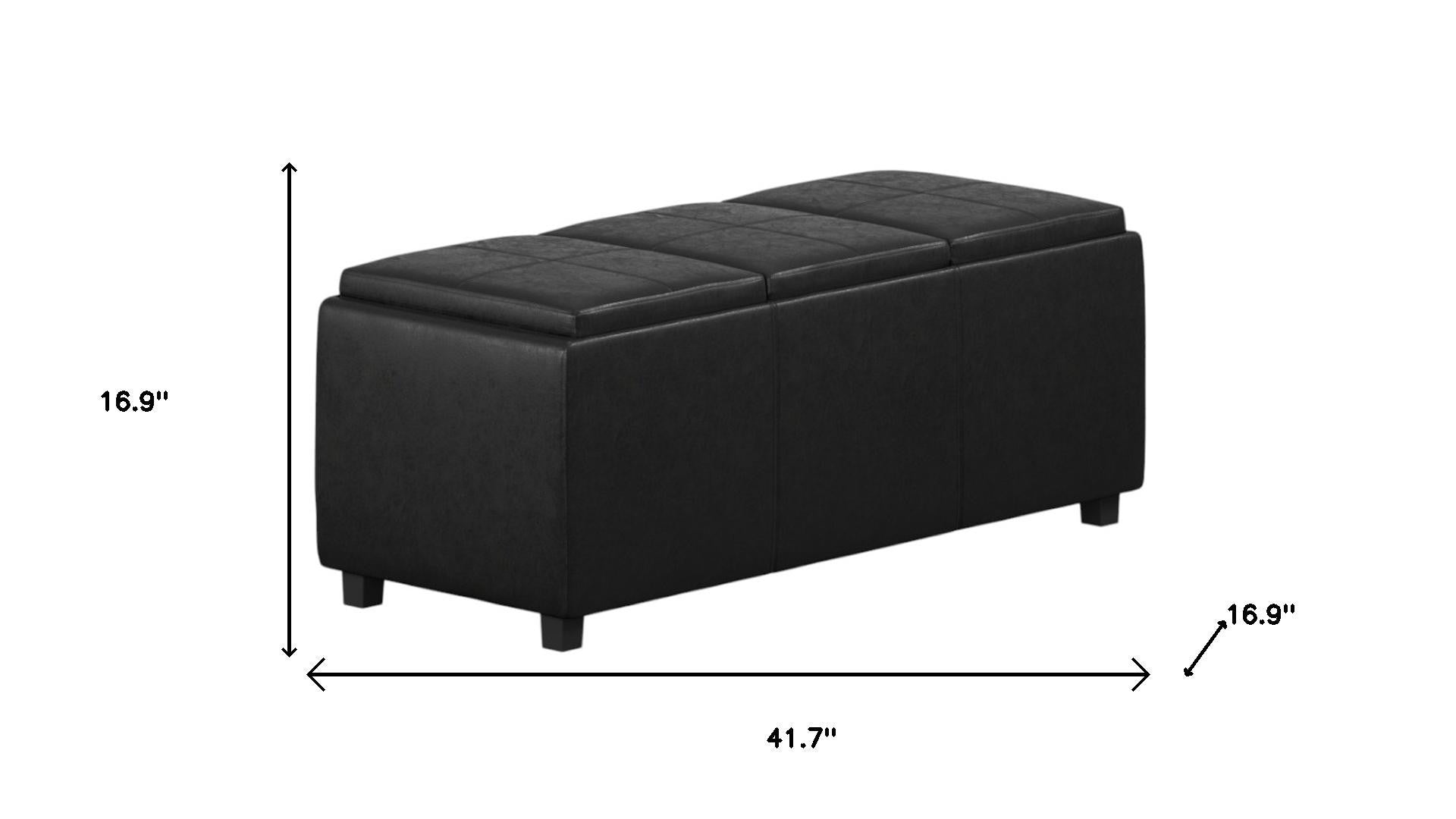 42" Black And Dark Brown Ottoman With Storage