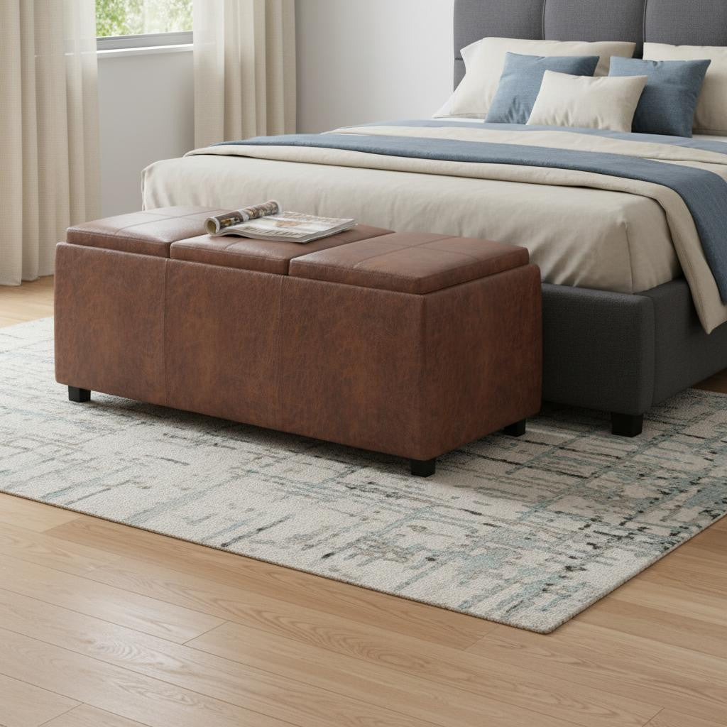 42" Brown And Dark Brown Ottoman With Storage