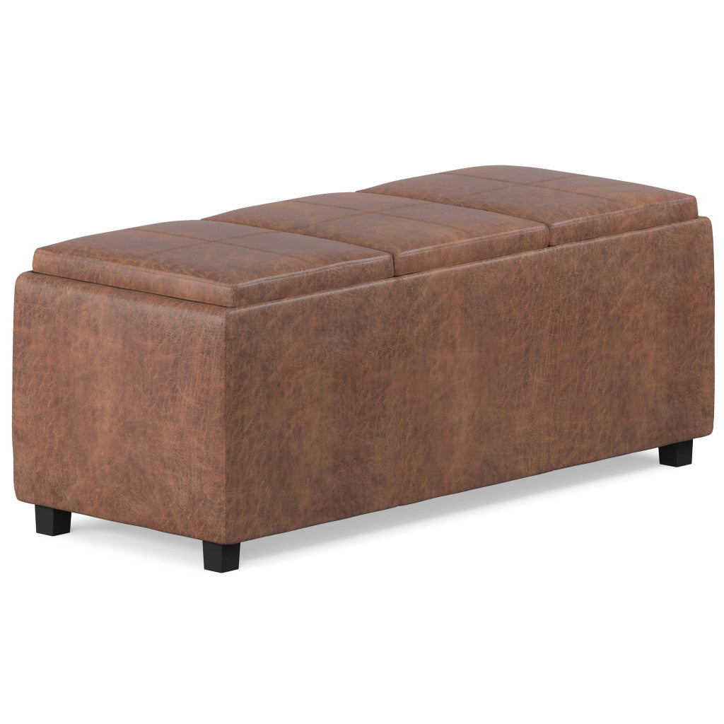 42" Brown And Dark Brown Ottoman With Storage