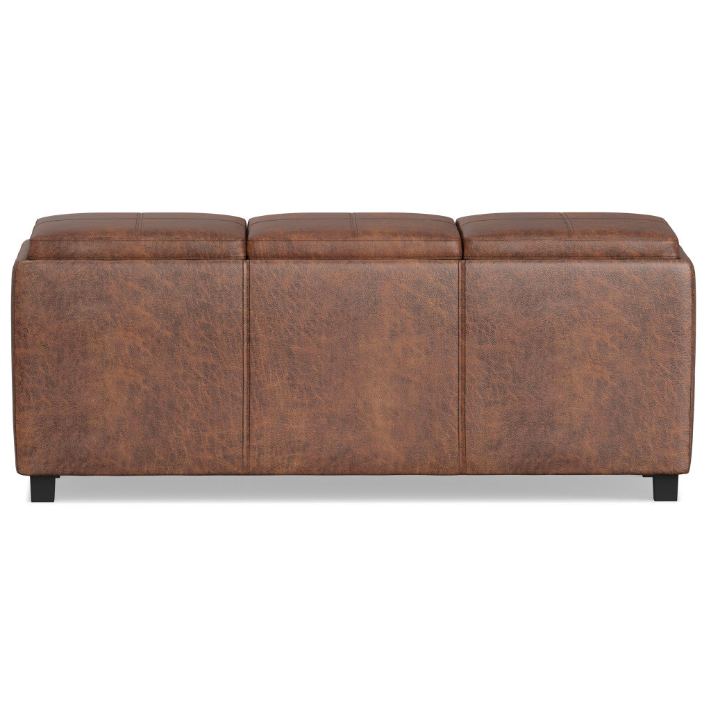 42" Brown And Dark Brown Ottoman With Storage