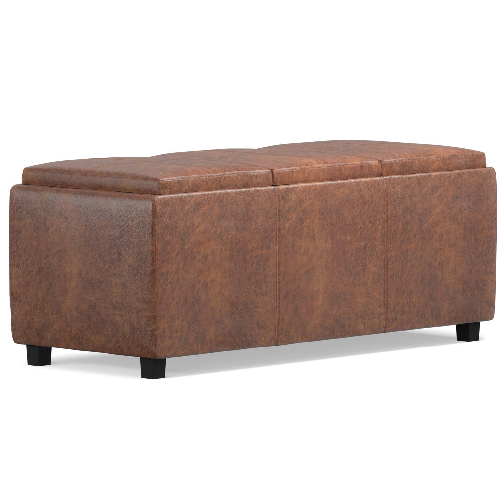 42" Brown And Dark Brown Ottoman With Storage