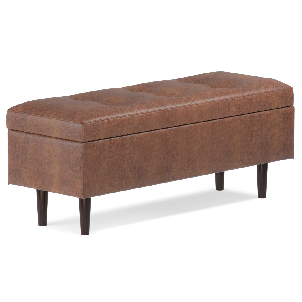 48" Brown Tufted Ottoman With Storage