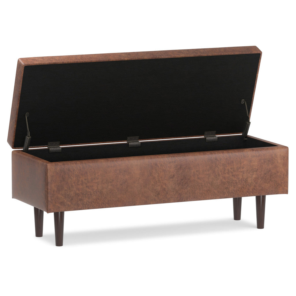 48" Brown Tufted Ottoman With Storage