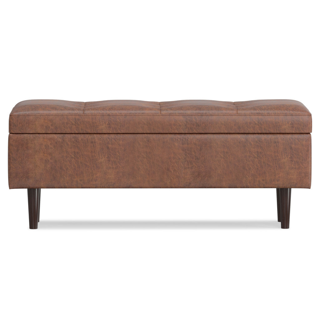 48" Brown Tufted Ottoman With Storage