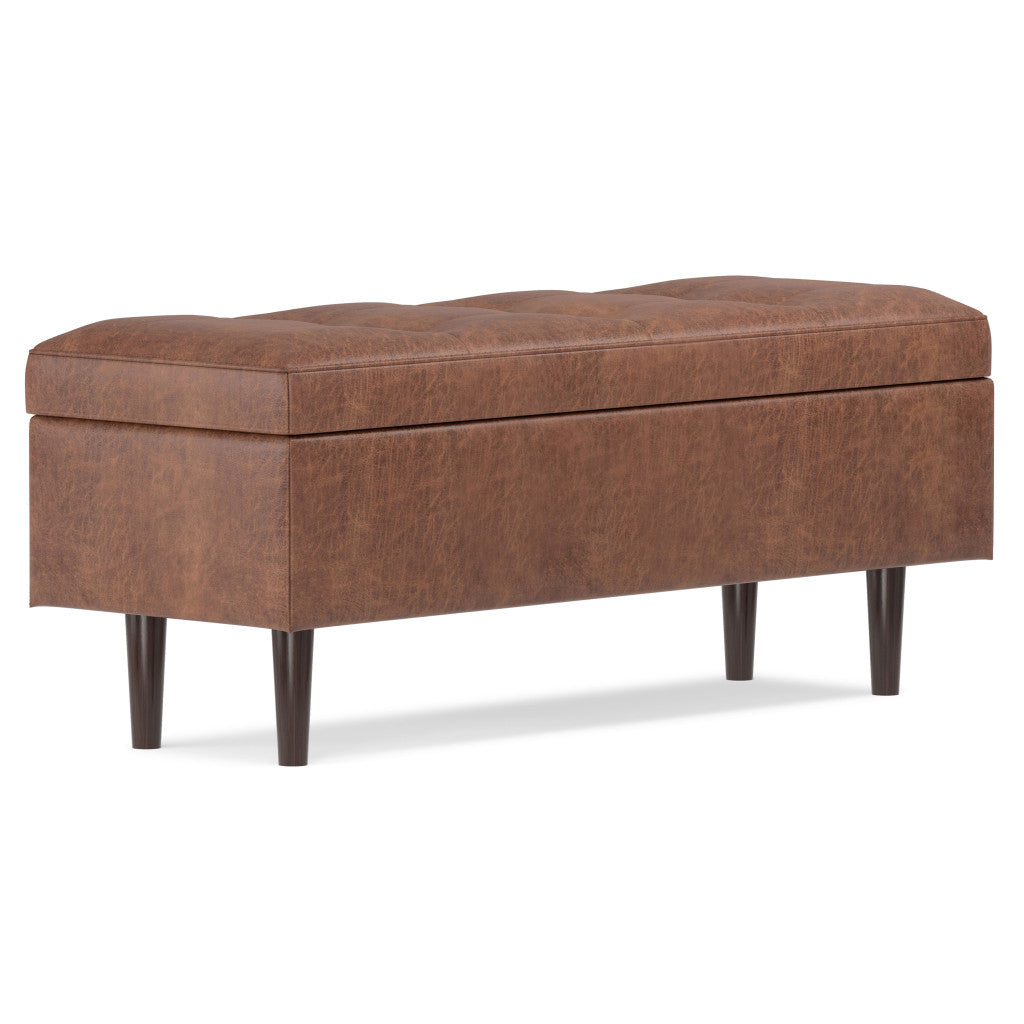 48" Brown Tufted Ottoman With Storage