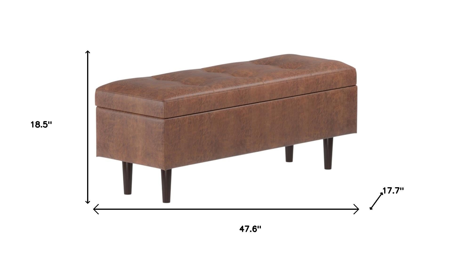 48" Brown Tufted Ottoman With Storage