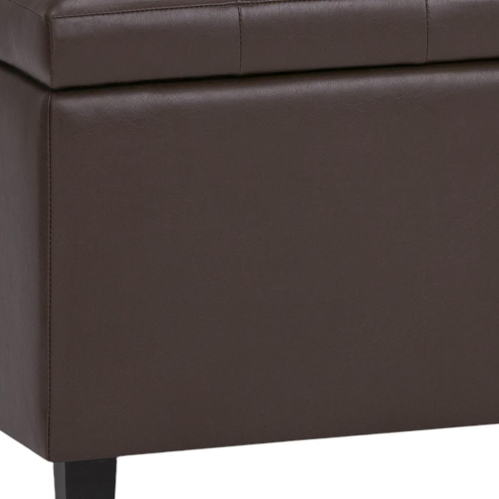 34" Chocolate And Dark Brown Tufted Ottoman With Storage