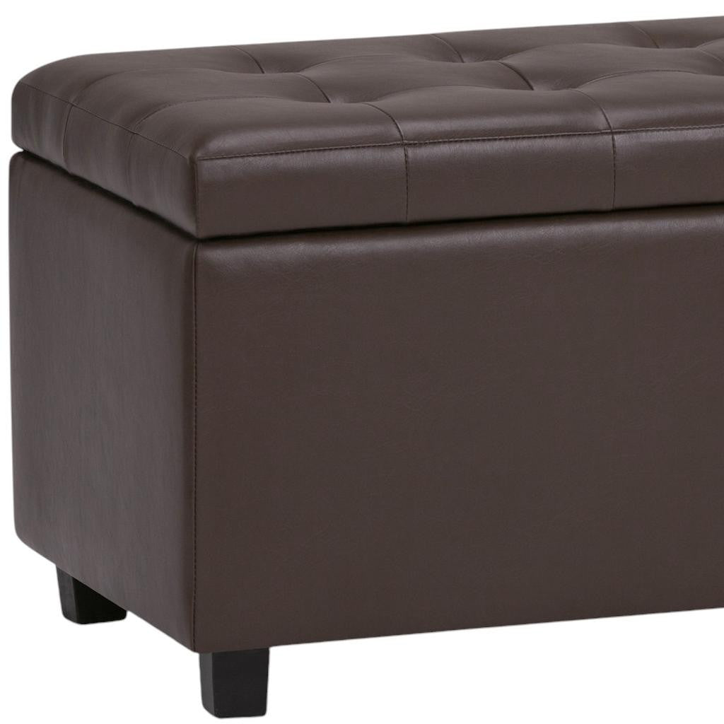 34" Chocolate And Dark Brown Tufted Ottoman With Storage