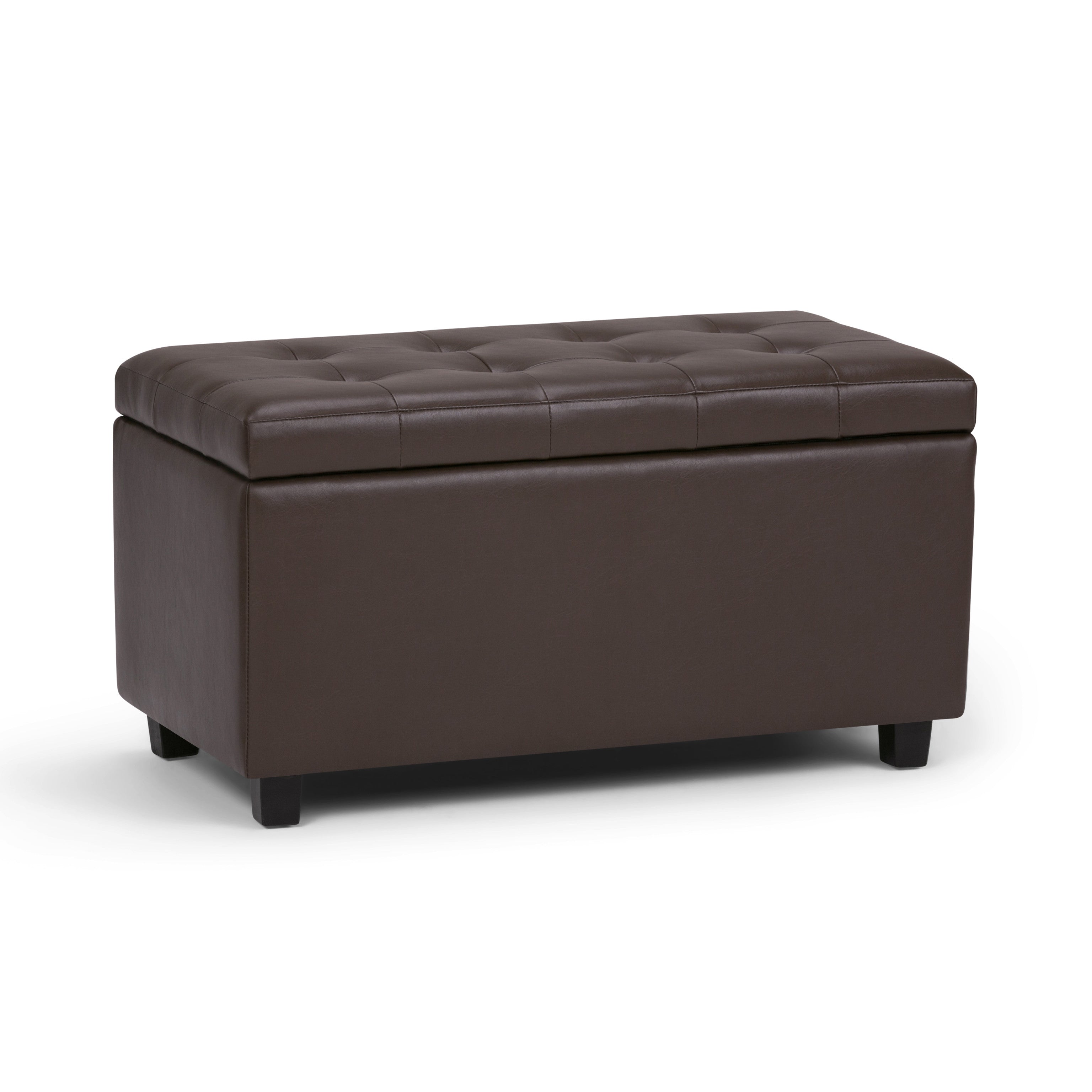 34" Chocolate And Dark Brown Tufted Ottoman With Storage