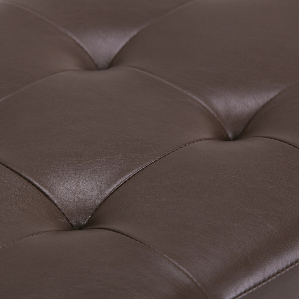 34" Chocolate And Dark Brown Tufted Ottoman With Storage