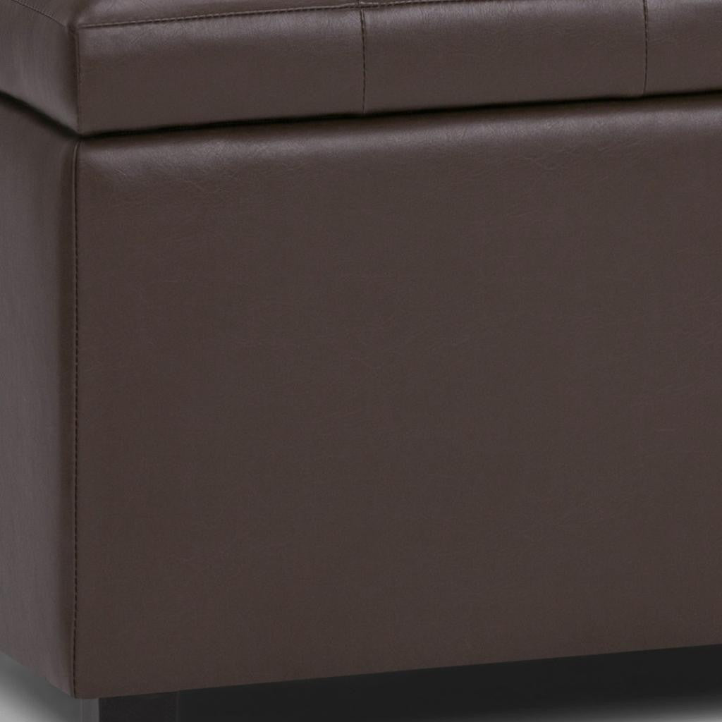 34" Chocolate And Dark Brown Tufted Ottoman With Storage