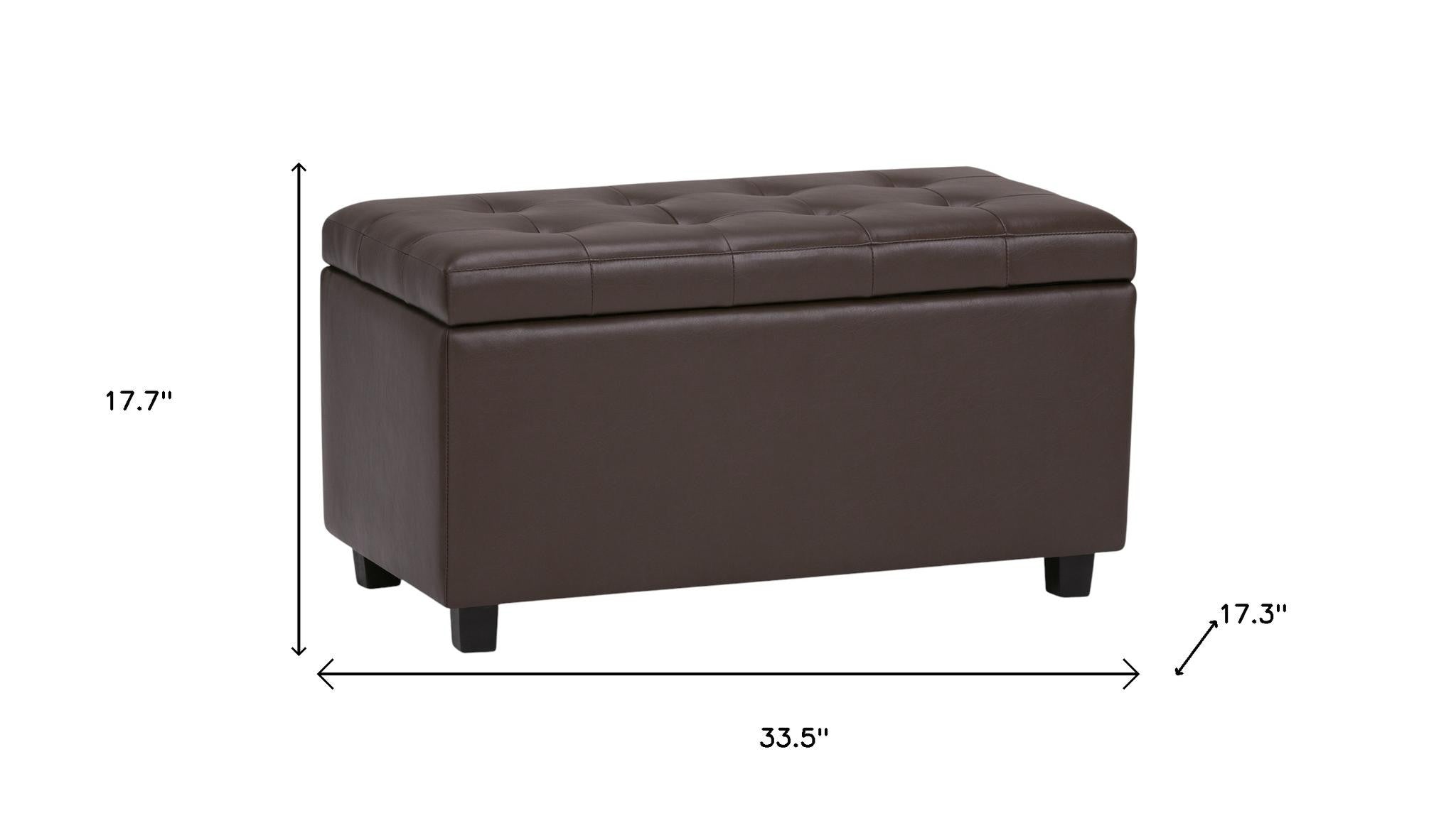 34" Chocolate And Dark Brown Tufted Ottoman With Storage