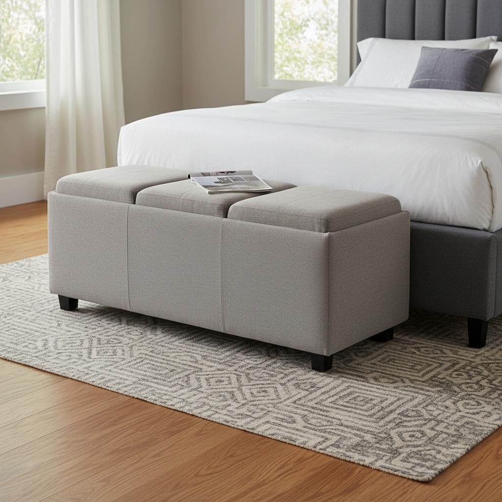 42" Cloud And Dark Brown Ottoman With Storage