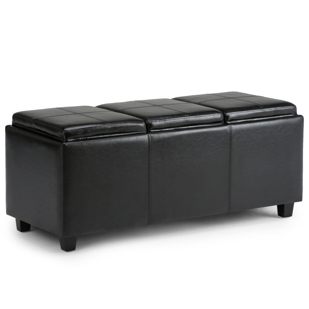 42" Black And Dark Brown Ottoman With Storage