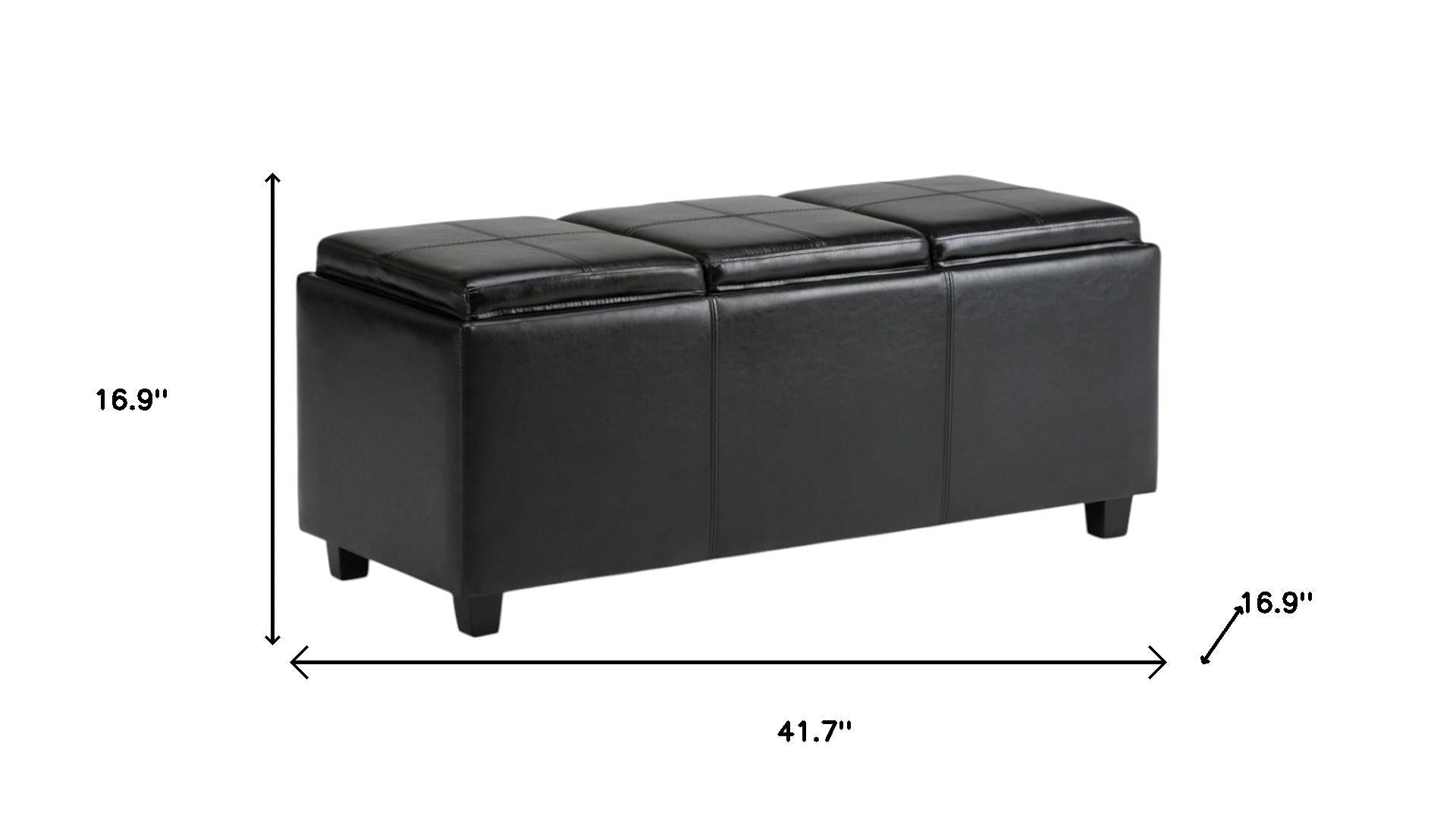 42" Black And Dark Brown Ottoman With Storage