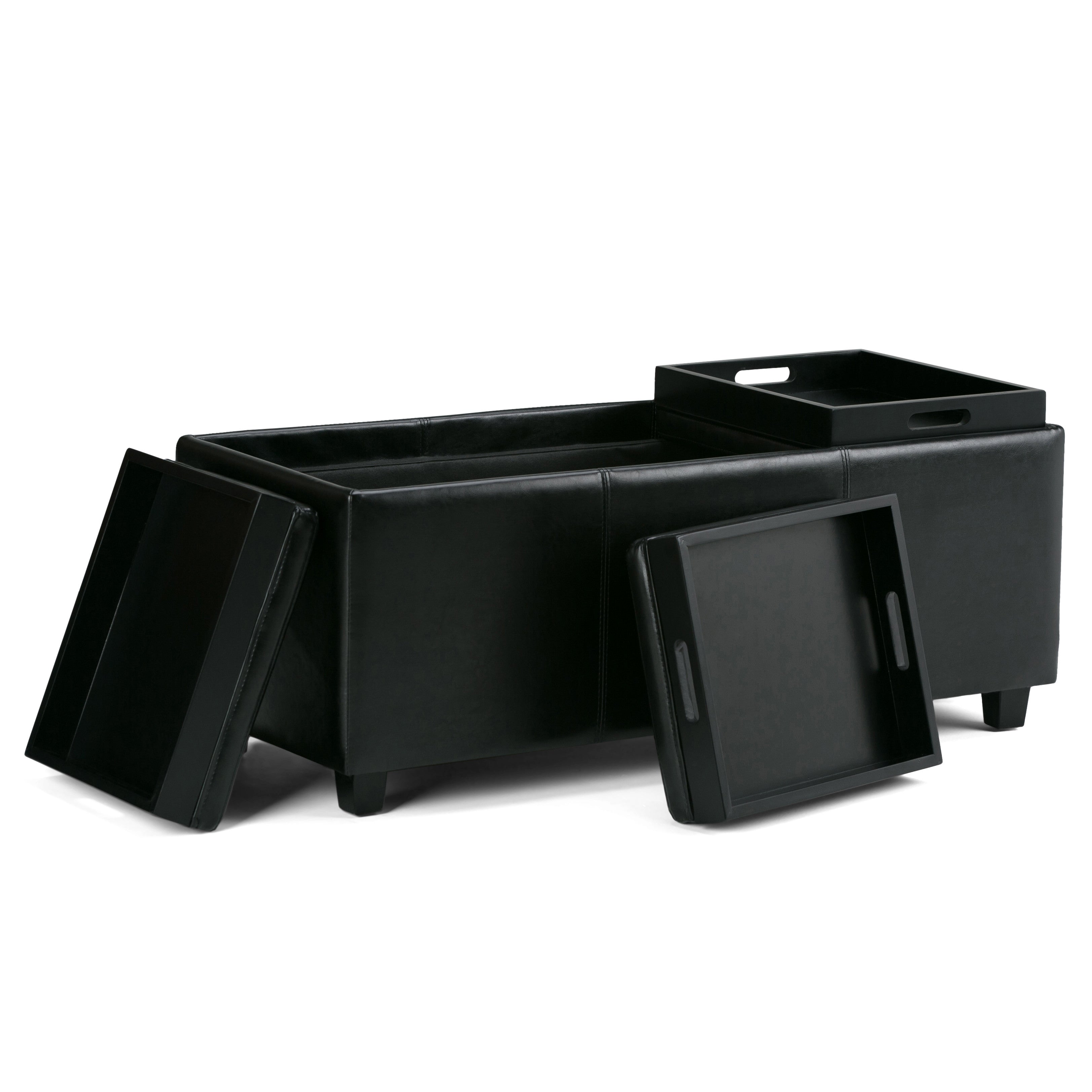 42" Black And Dark Brown Ottoman With Storage