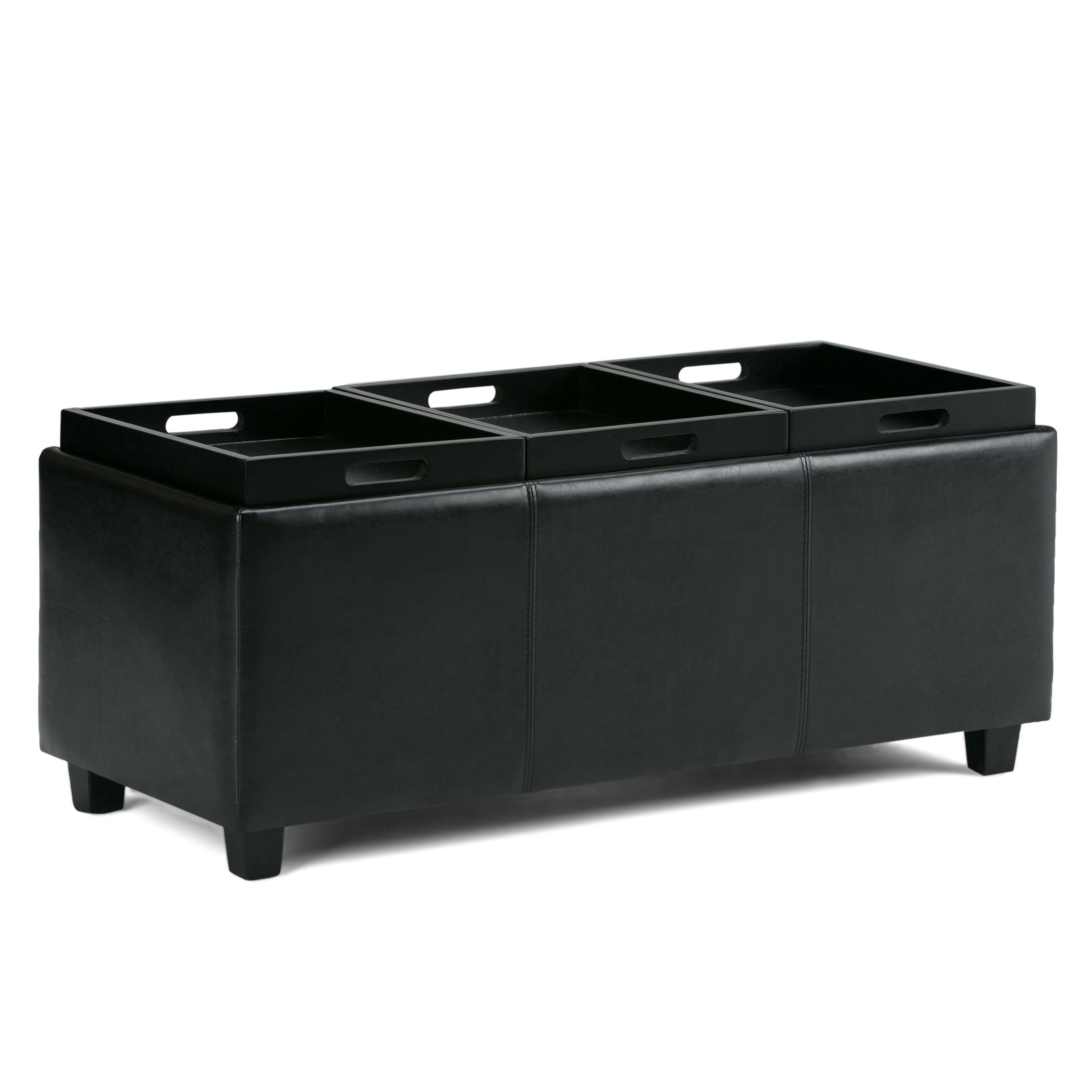 42" Black And Dark Brown Ottoman With Storage