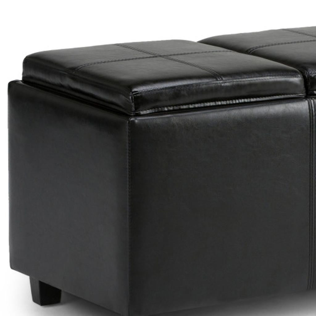 42" Black And Dark Brown Ottoman With Storage