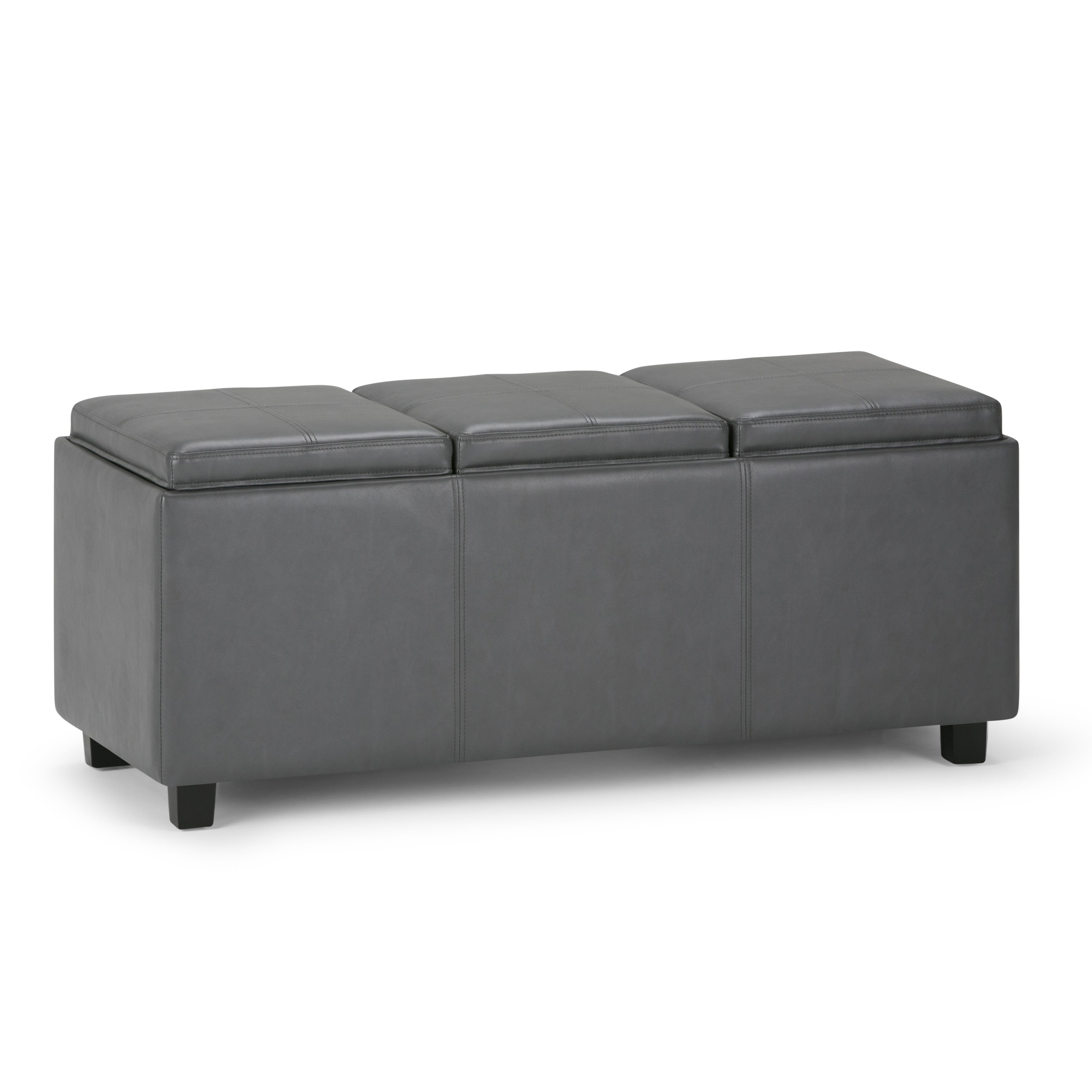 42" Stone And Dark Brown Ottoman With Storage