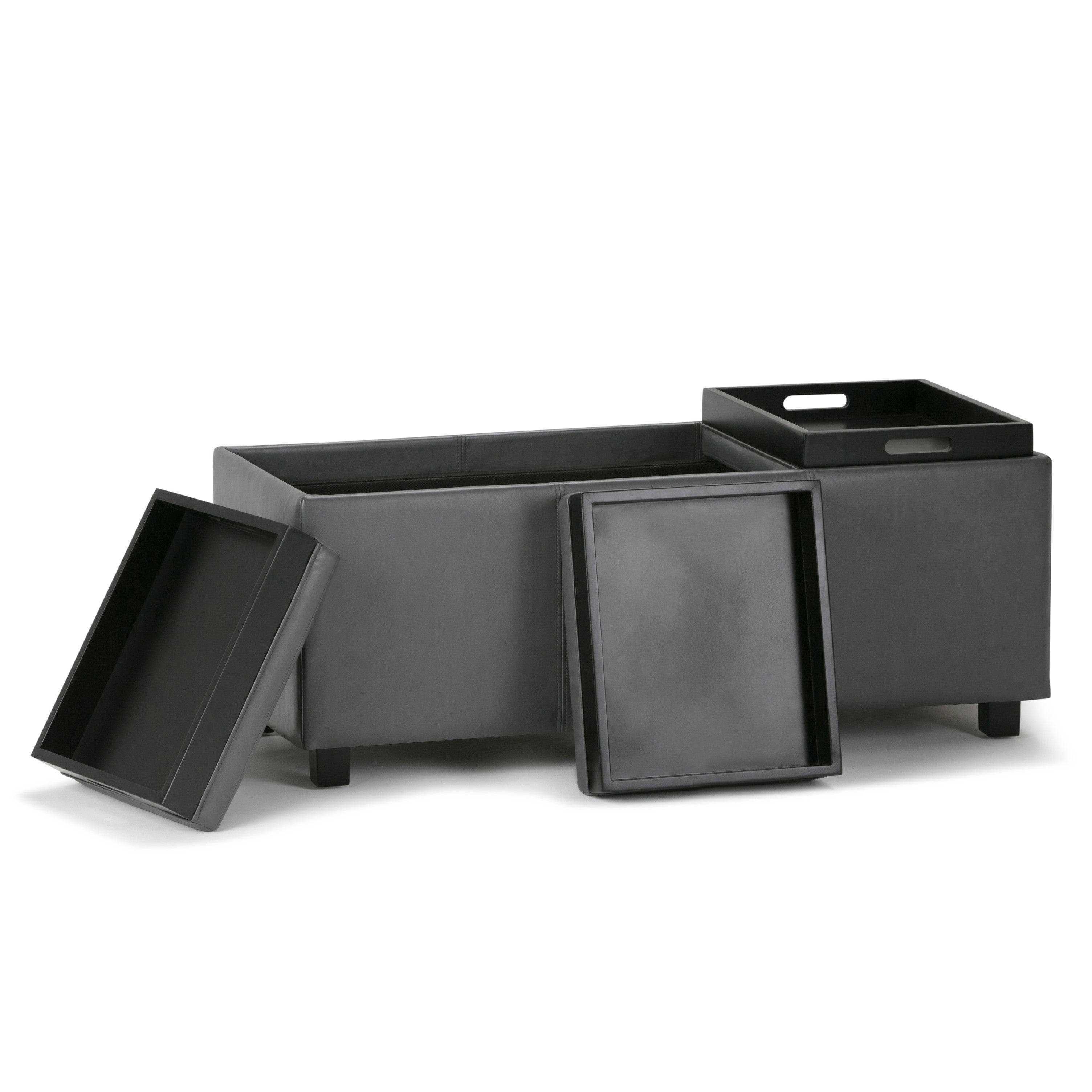 42" Stone And Dark Brown Ottoman With Storage