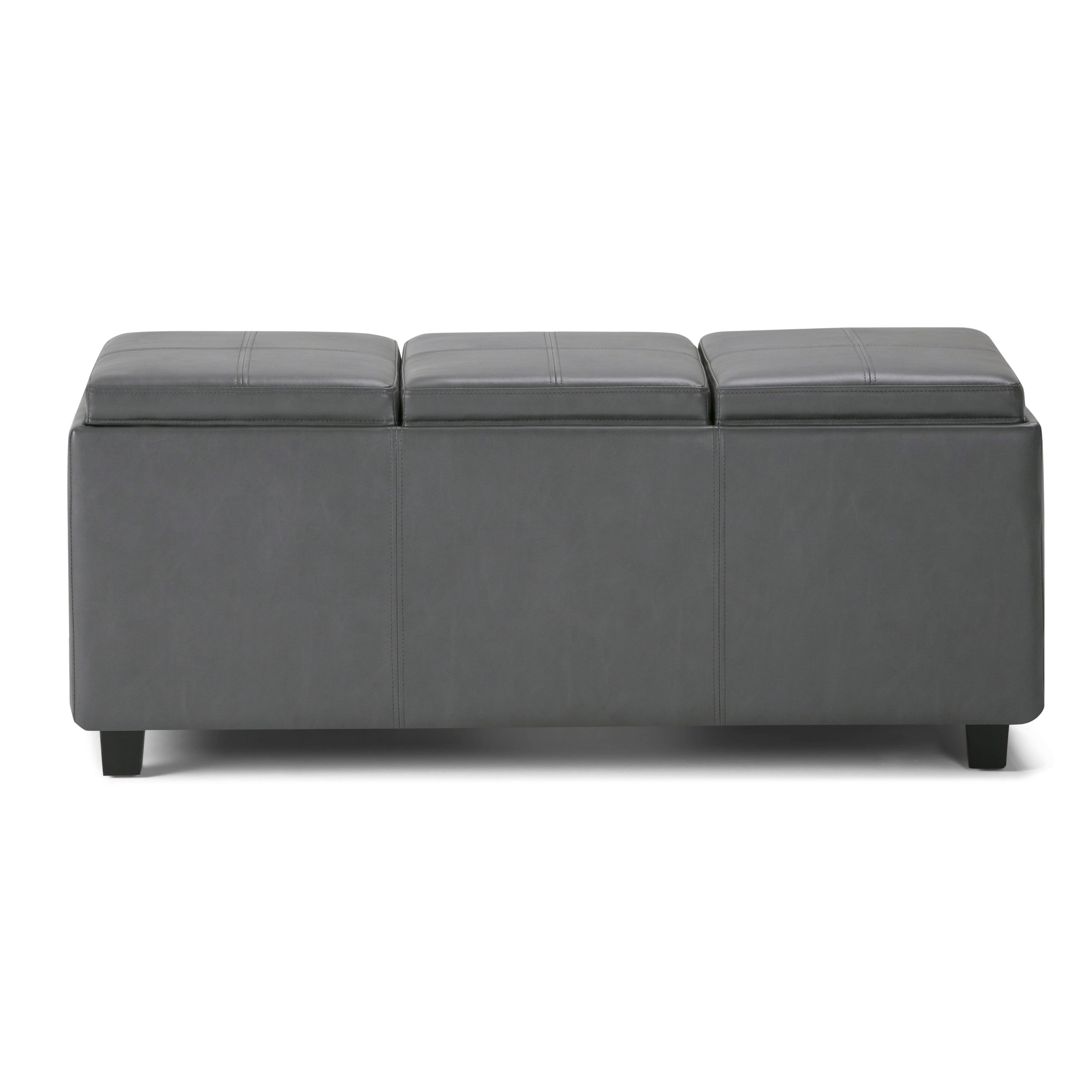 42" Stone And Dark Brown Ottoman With Storage