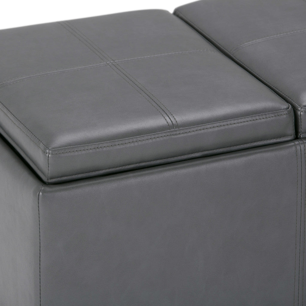 42" Stone And Dark Brown Ottoman With Storage