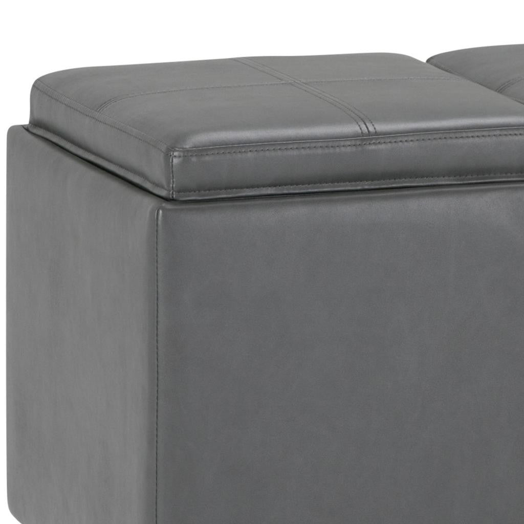42" Stone And Dark Brown Ottoman With Storage