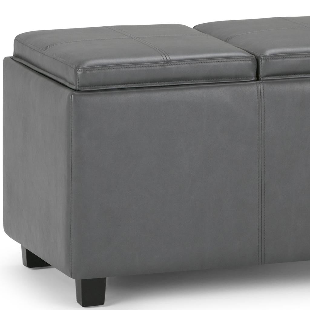 42" Stone And Dark Brown Ottoman With Storage