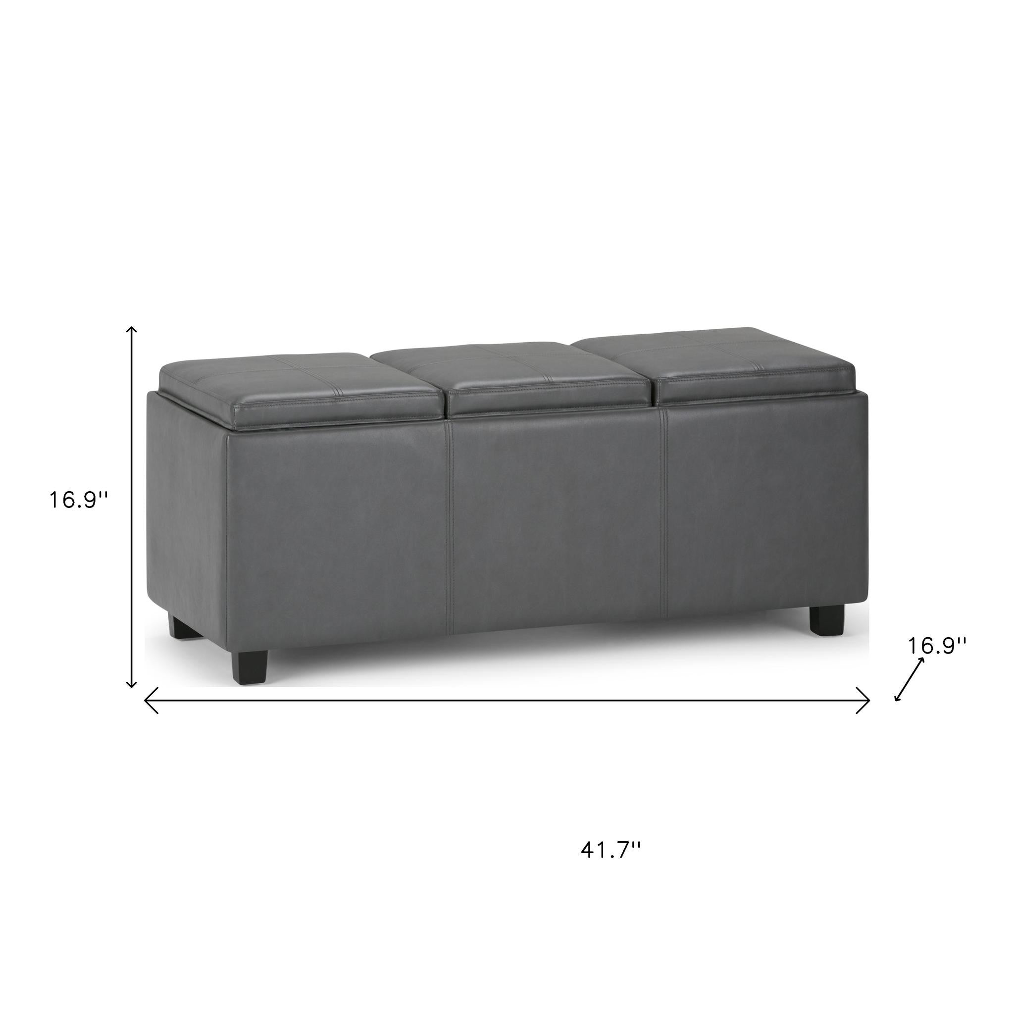 42" Stone And Dark Brown Ottoman With Storage