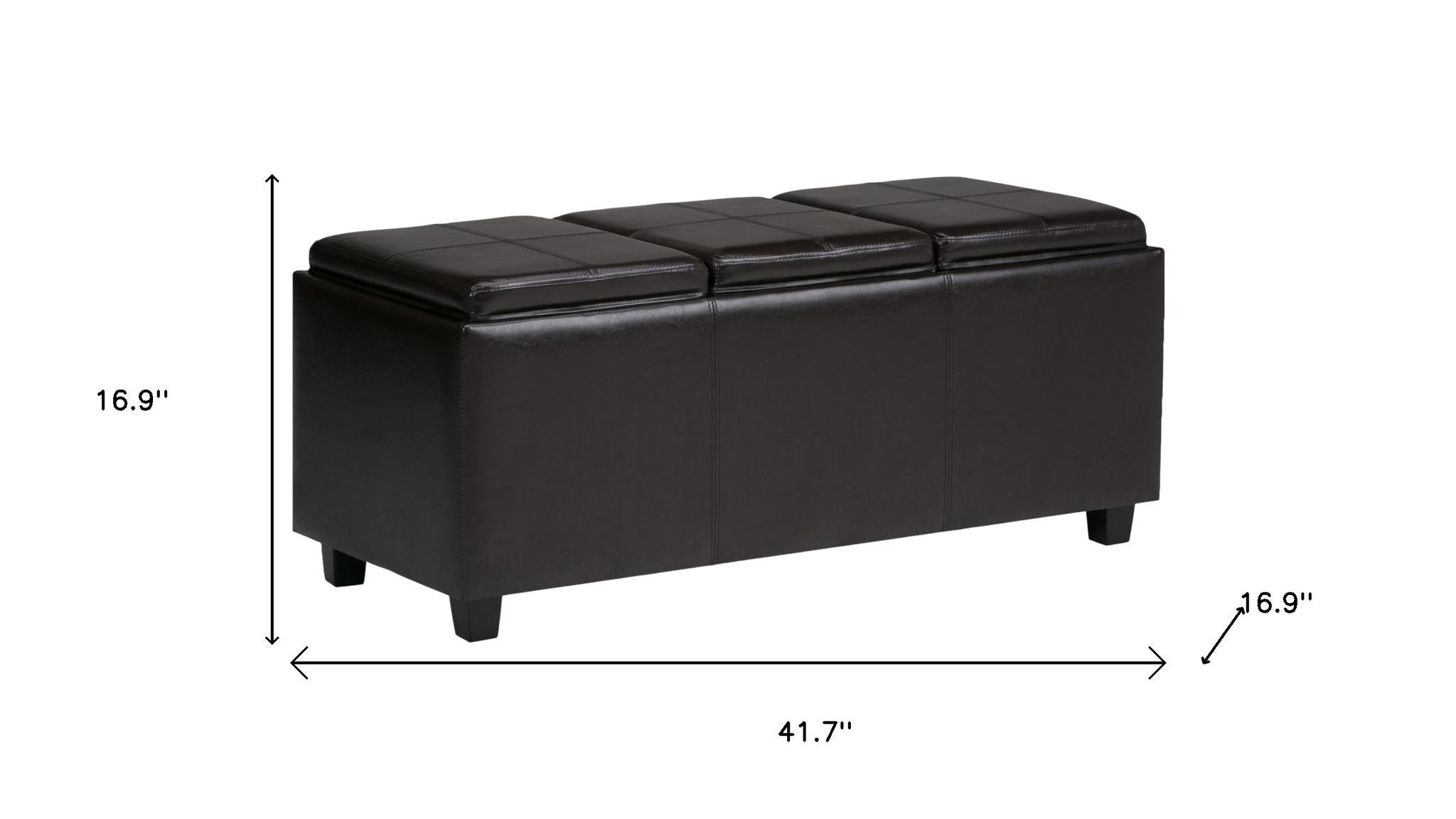 42" Brown And Dark Brown Ottoman With Storage