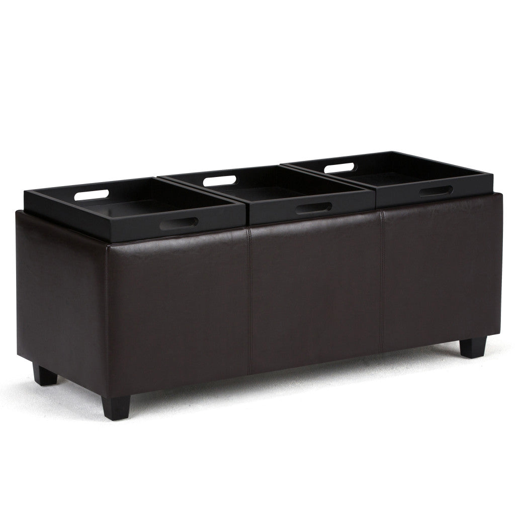 42" Brown And Dark Brown Ottoman With Storage