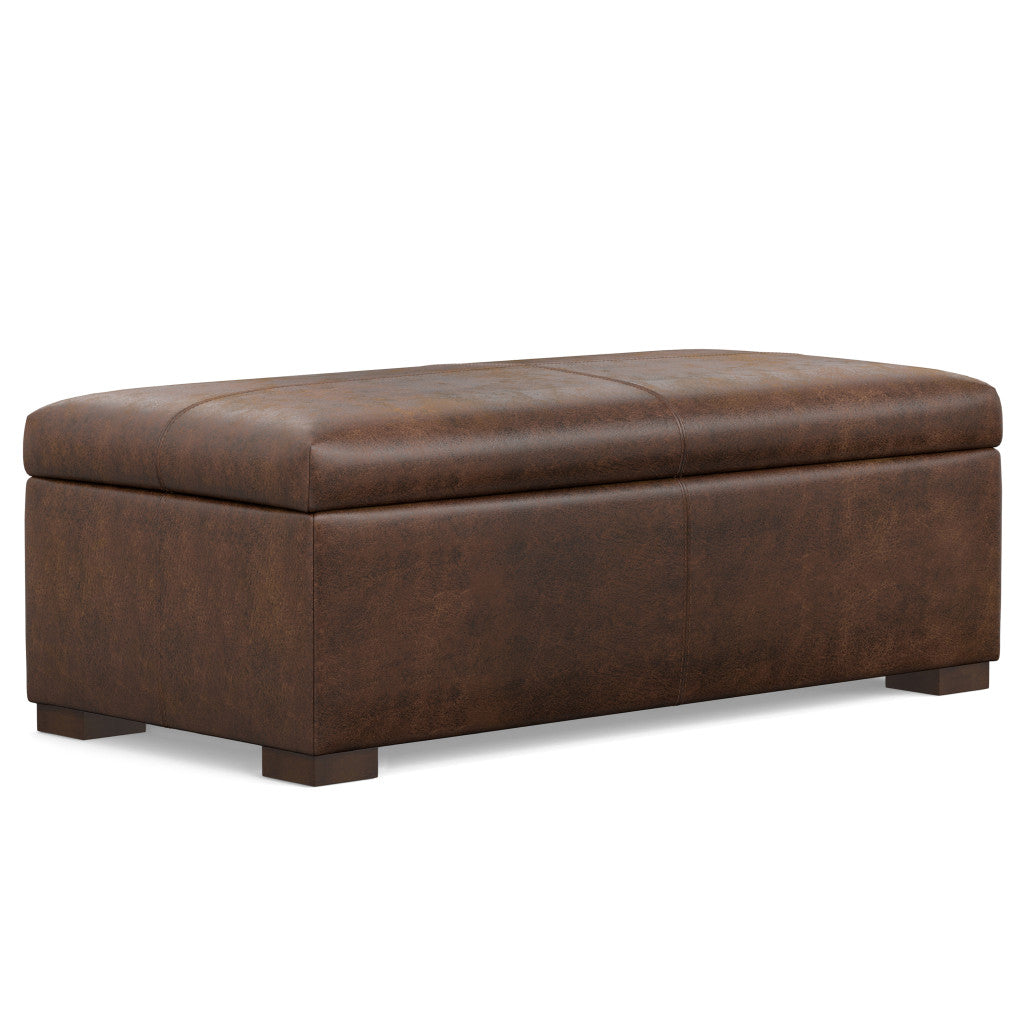 48" Chestnut And Walnut Ottoman With Storage