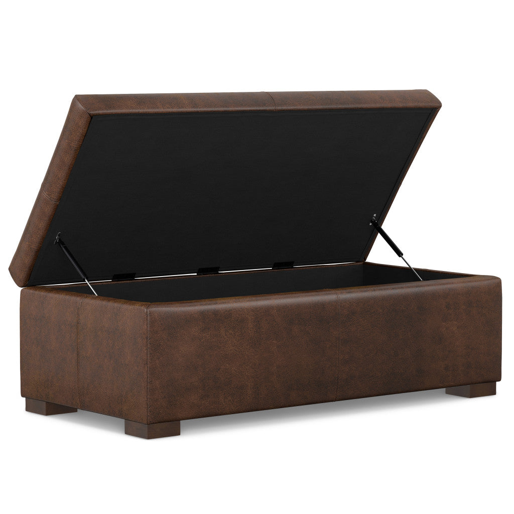 48" Chestnut And Walnut Ottoman With Storage