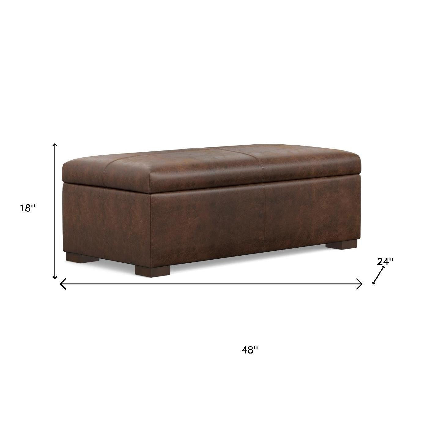 48" Chestnut And Walnut Ottoman With Storage