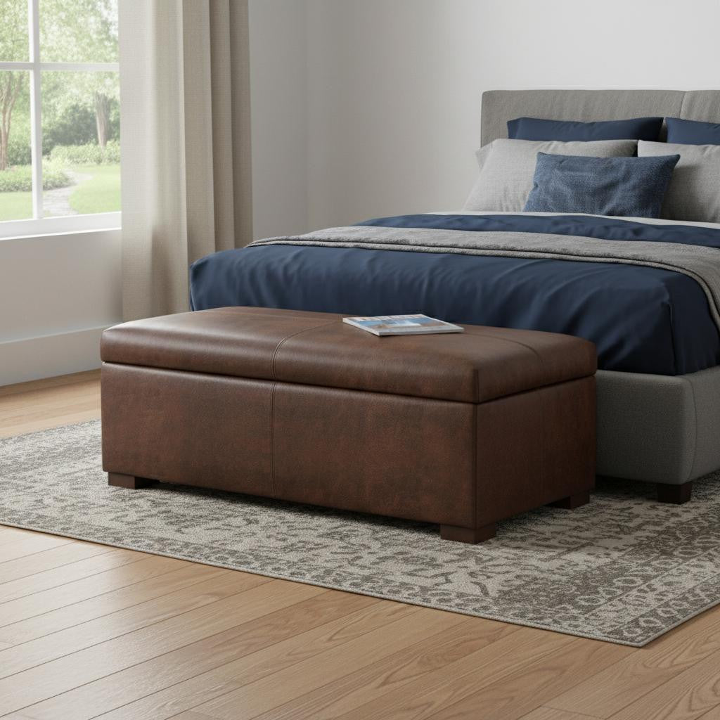 48" Chestnut And Walnut Ottoman With Storage
