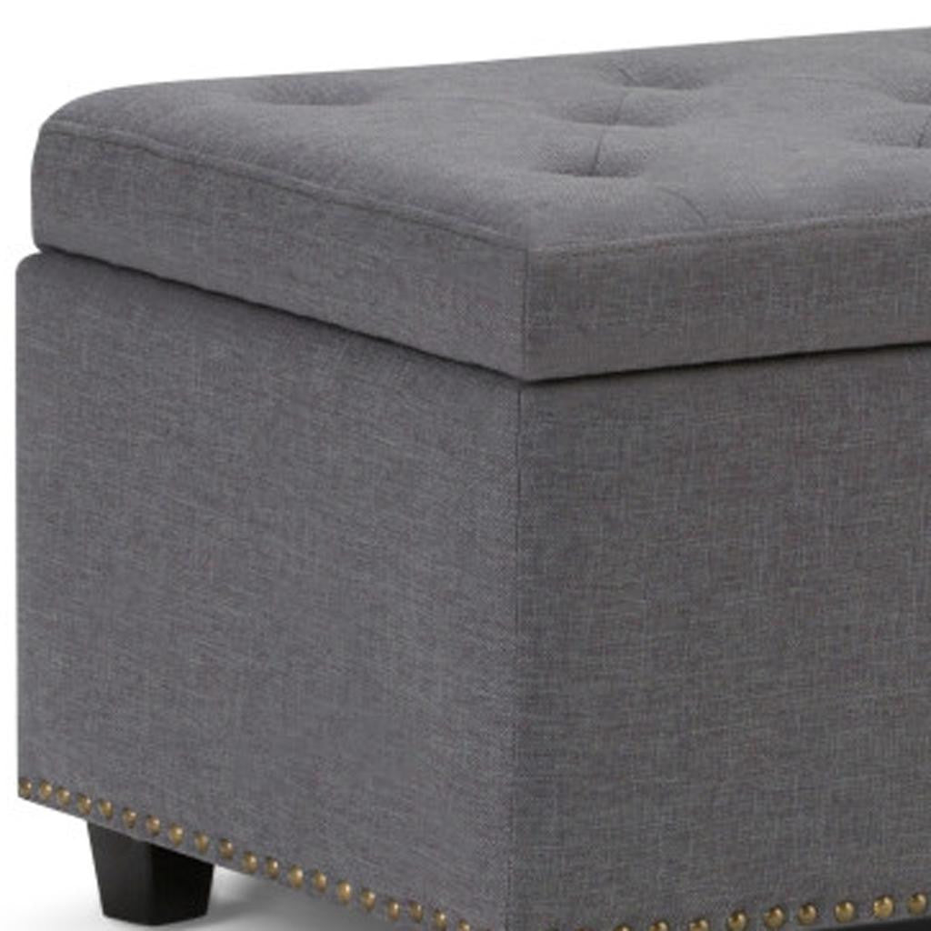48" Slate Gray And Dark Brown Tufted Ottoman With Storage