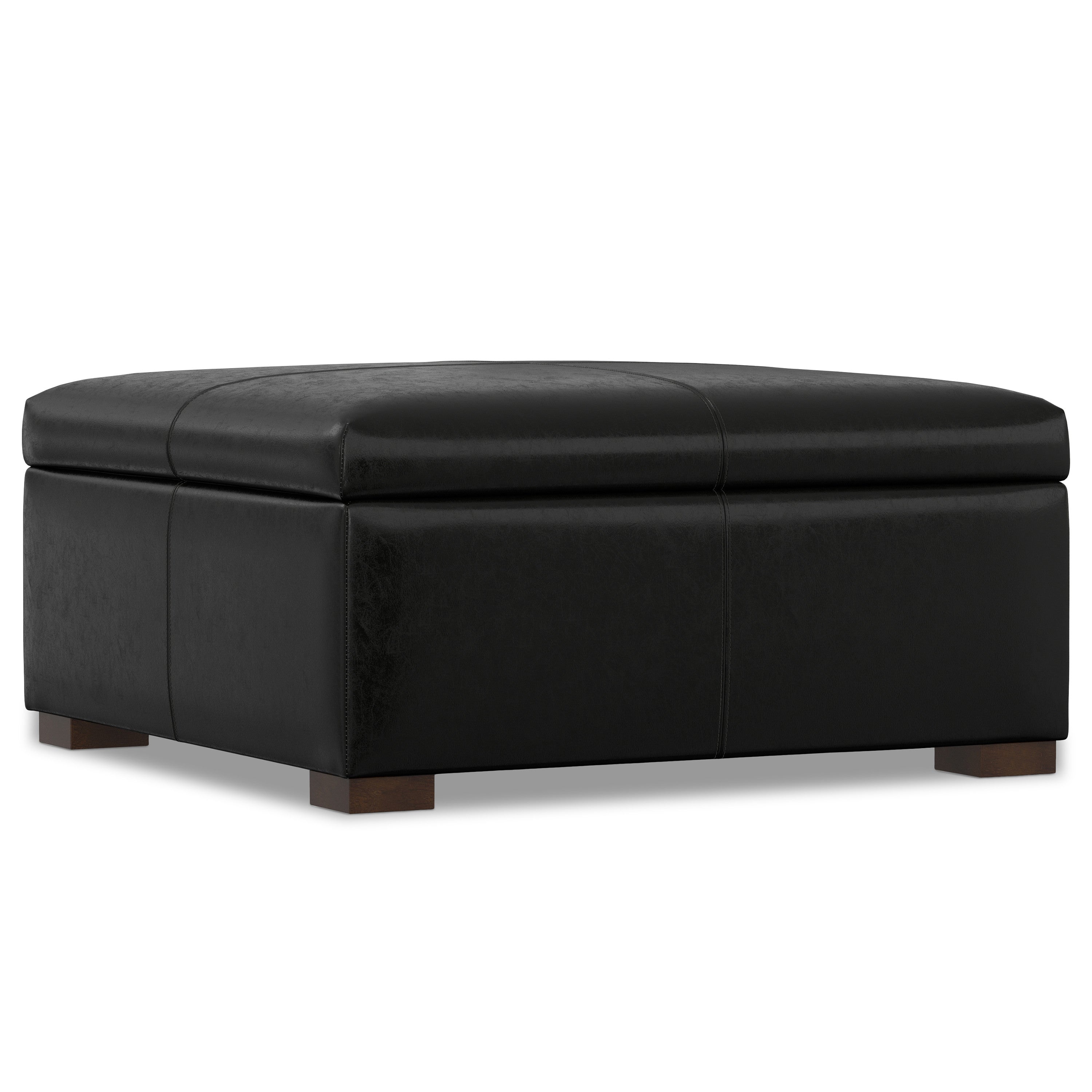 36" Black And Walnut Ottoman With Storage