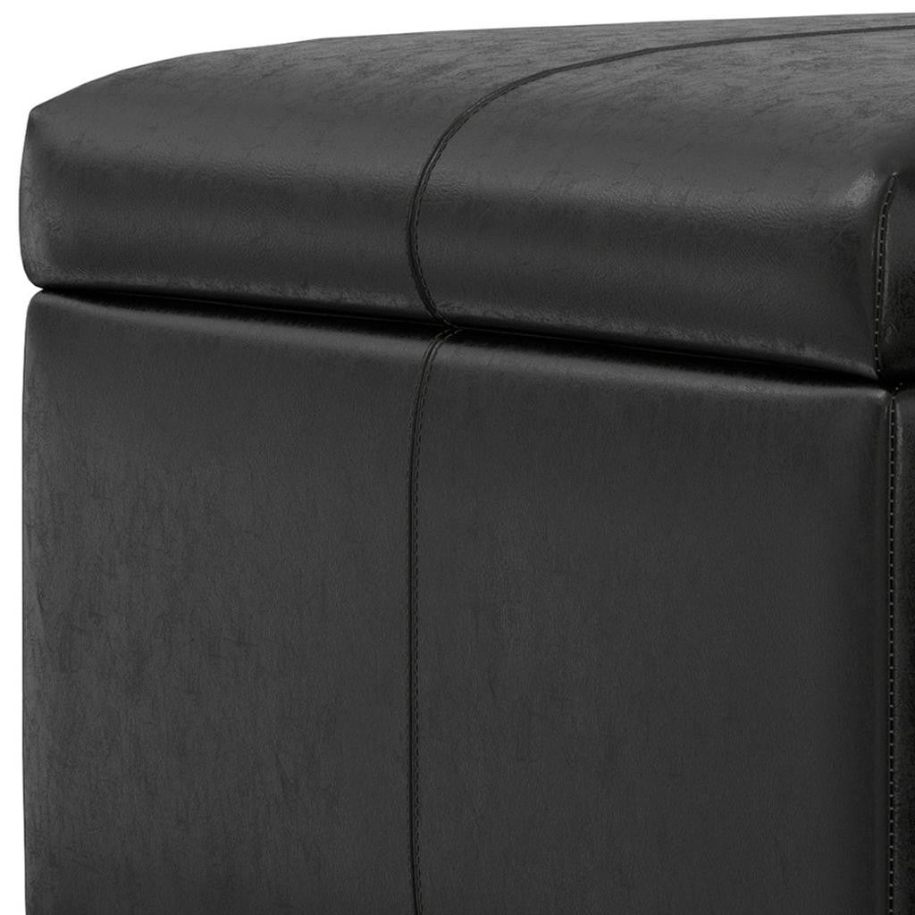 36" Black And Walnut Ottoman With Storage