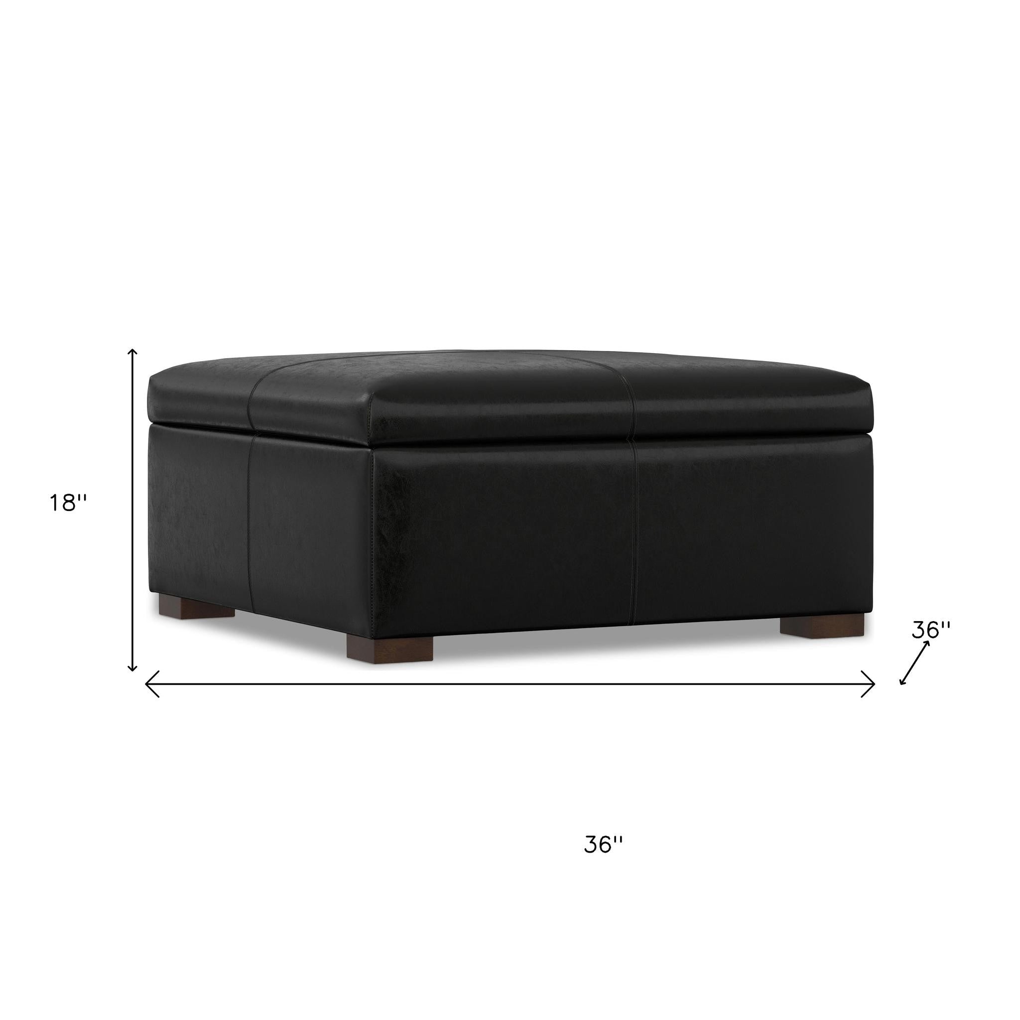 36" Black And Walnut Ottoman With Storage