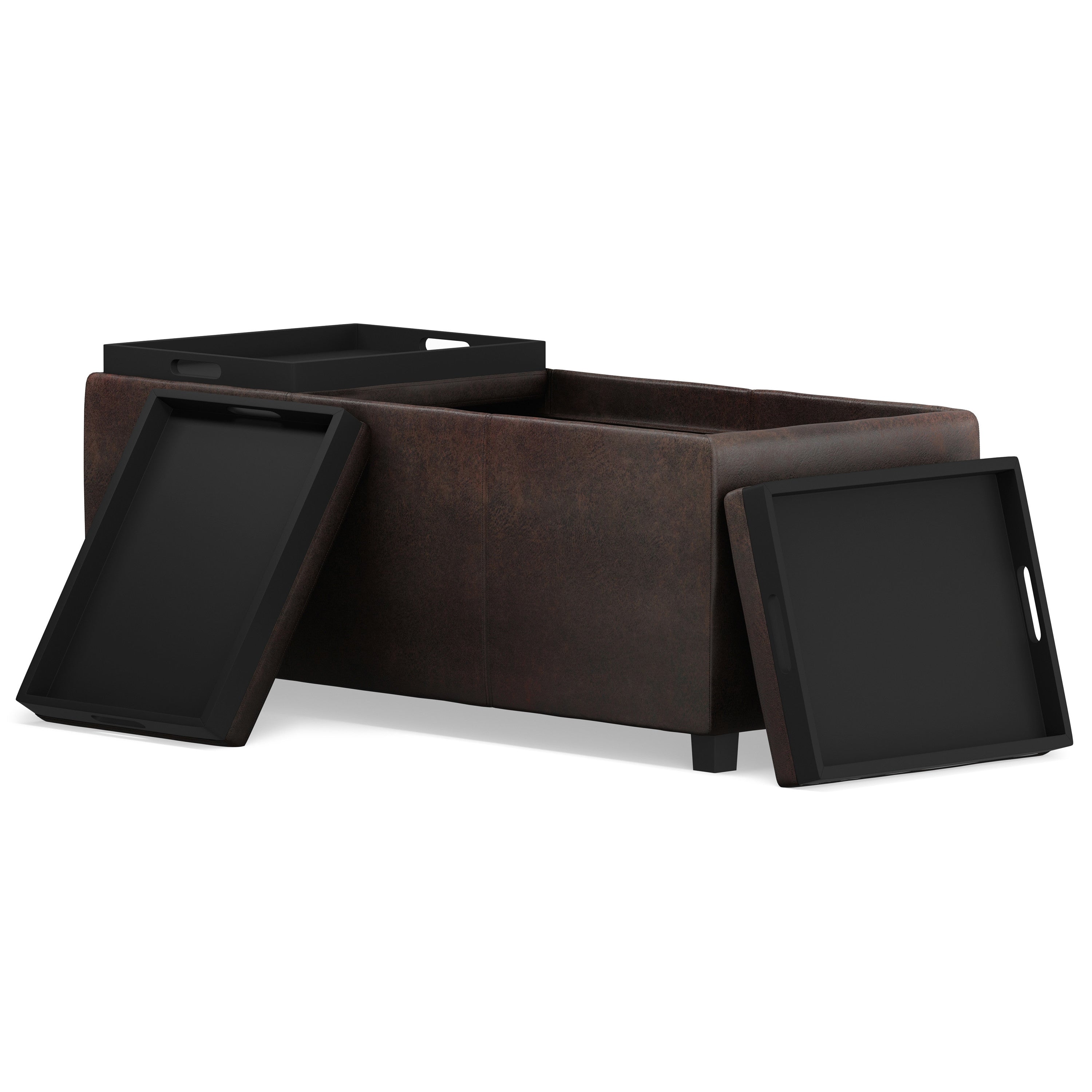 42" Dark Brown Ottoman With Storage
