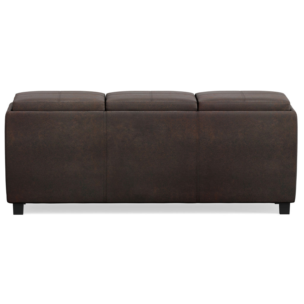 42" Dark Brown Ottoman With Storage