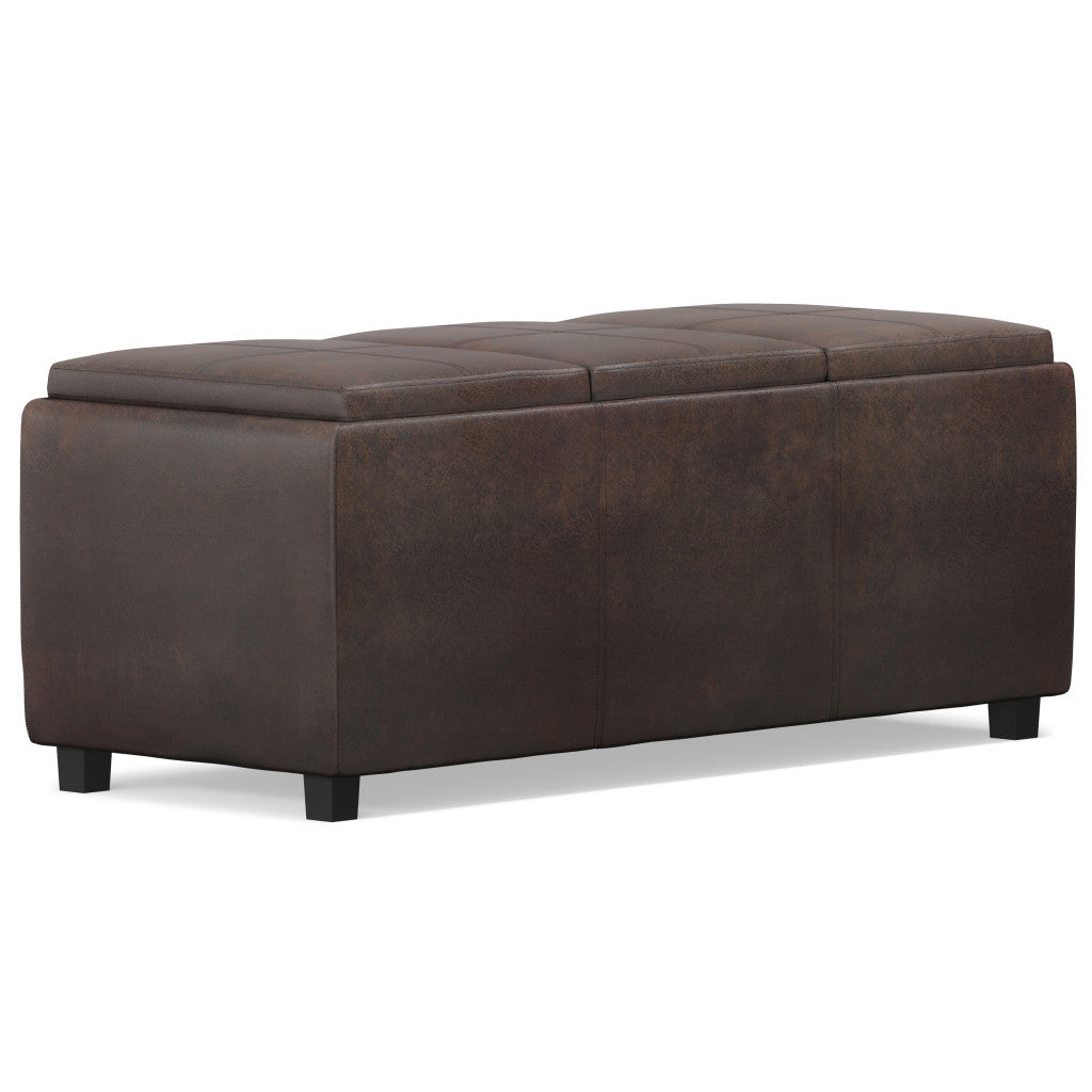 42" Dark Brown Ottoman With Storage