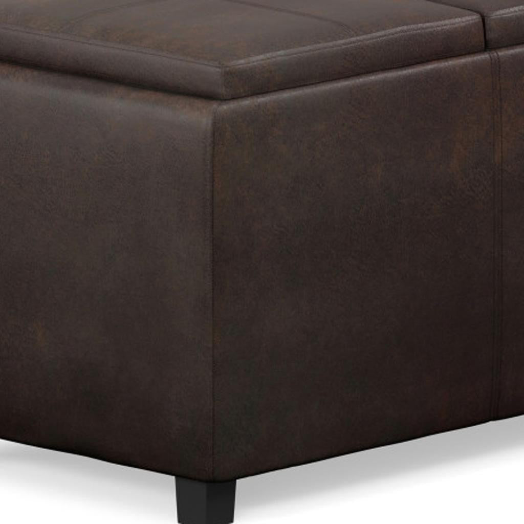 42" Dark Brown Ottoman With Storage