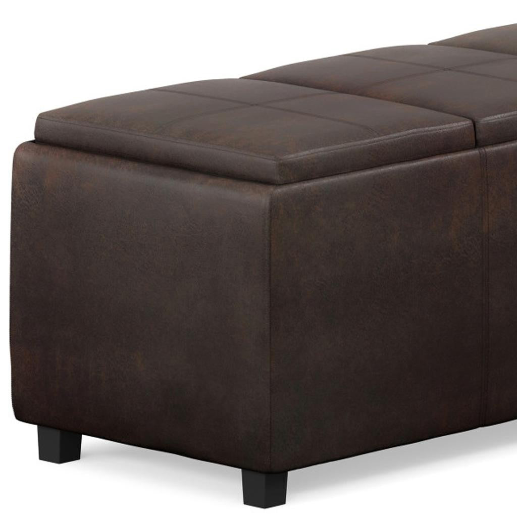 42" Dark Brown Ottoman With Storage
