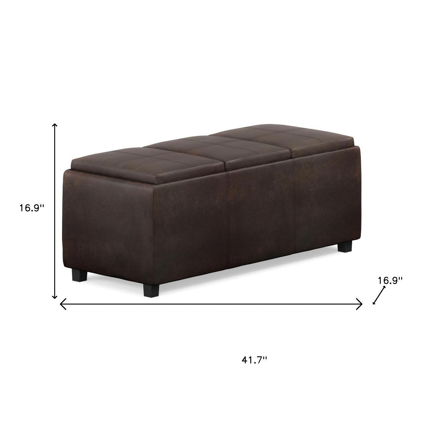 42" Dark Brown Ottoman With Storage
