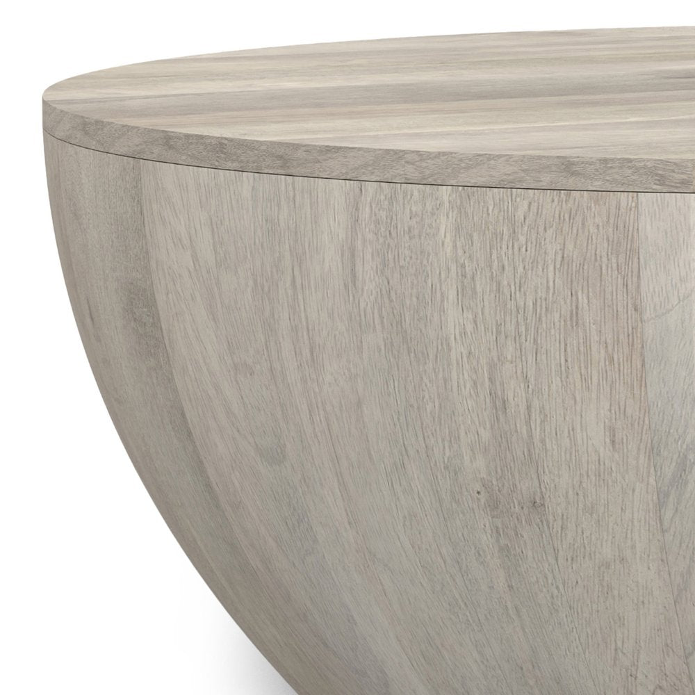 34" White Solid Wood Round Solid Coffee Table