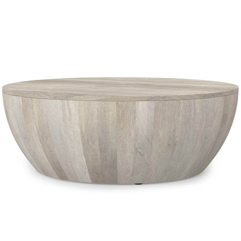 34" White Solid Wood Round Solid Coffee Table