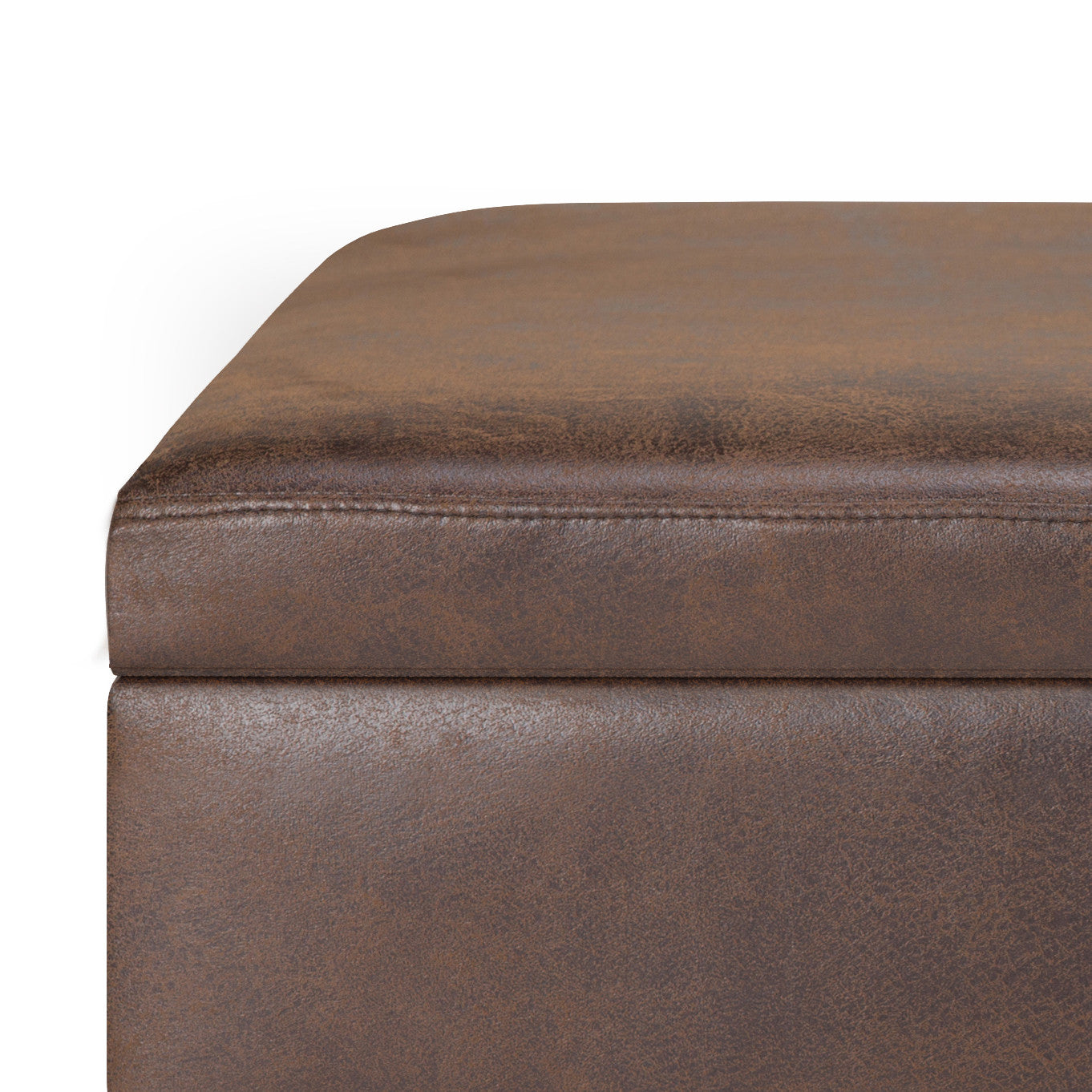 36" Chestnut And Brown Faux Leather Ottoman With Storage