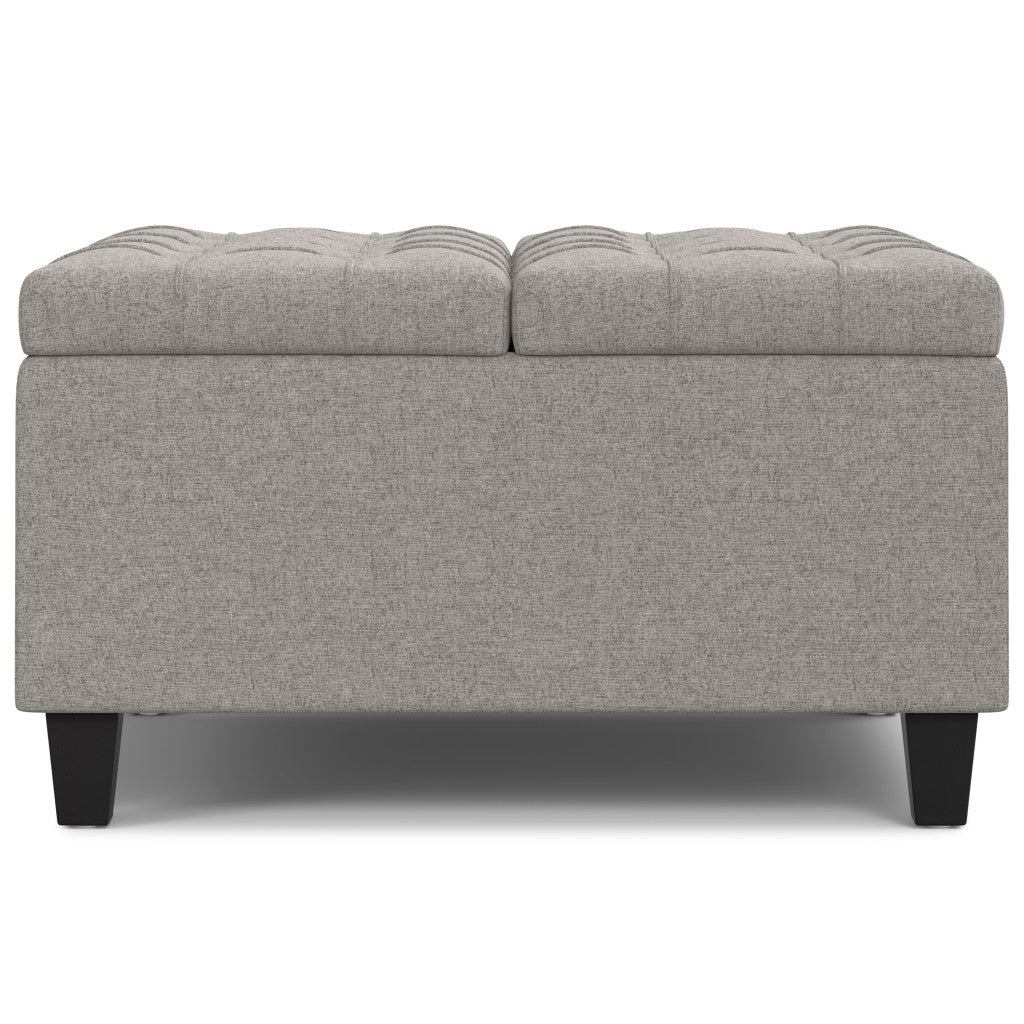 30" Gray And Brown Upholstery Tufted Ottoman With Storage