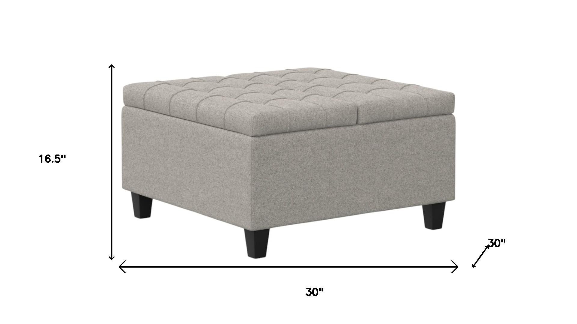 30" Gray And Brown Upholstery Tufted Ottoman With Storage
